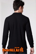 Черный лонгслив-поло, мужская футболка-поло с длинным рукавом