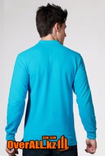 Синий лонгслив-поло, мужская футболка-поло с длинным рукавом
