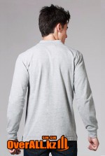 Серый лонгслив-поло, мужская футболка-поло с длинным рукавом