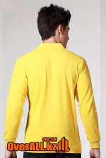 Желтый лонгслив-поло, мужская футболка-поло с длинным рукавом