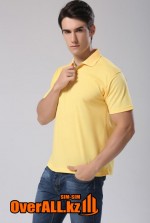 Желтая мужская рубашка поло с коротким рукавом